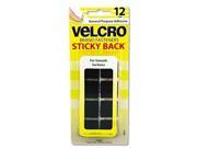 Velcro USA 90072 7 8 Black 12 Sets Pack Velcro Sticky Back Hook and Loop Square Fasteners on Strips