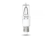 Feit Electric Q75 CL MC Clear 75 Watt 120 Volt Single Ended T4 E11 Mini Candelabra Base Halogen Light Bulb