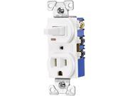 Cooper Wiring Devices 274W 15A 120V White Single Pole 3 Wire Grounding Combination Switch Outlet Duplex