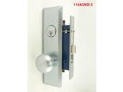 Maxtech Marks 114A 26D X Like Satin Chrome 26D Right Hand Wide Face Plate Heavy Duty Mortise Entry Lockset Screwless Knobs Thru Bolted Lock Set