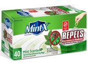 Mint X MX2427W40DS White 40 Count 13 Gallon 1.1 Mil Rodent Repellent Draw String Drawstring Tall Kitchen Trash Bags