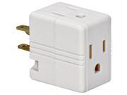 Cooper Wiring 1482W White 15A 125V Grounded Triple Cube Adapter NEMA 5 15R