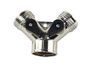 WAL RICH 2601002 Two Way Die Cast Metal Chrome Finish Siamese Y Connector Two Way Tap Manifold Turns one tap into two