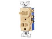 Cooper Wiring Devices 274V BOX 15A 125V Ivory 2 Pole 3 Wire Grounding Combination Single Pole Toggle Switch Outlet Duplex