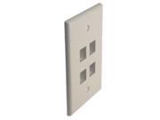 Quest NFP 5048 White 4 Port Keystone Quad Gang Oversized Keystone Wall Plate For CAT5E RJ45 Inline Coupler 4.875 x 4.75 x 0.25