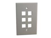 Quest NFP 5068 White 6 Port Keystone Hex Gang Oversized Keystone Wall Plate For CAT5E RJ45 Inline Coupler 4.875 x 4.75 x 0.25