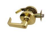 Maxtech LKLE13011 3 Bright Brass US3 Entry Entrance Grade 2 Commercial Cylindrical ADA Angled Lever Lockset