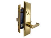 Marks Metro 116A 3 Polished Brass Right Hand Entrance Angled Lever Escutcheon Plate Mortise Entry Lockset Screwless Angled Lever Thru Bolted Lock Set