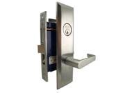 Marks Metro 116A 26D Satin Chrome Right Hand Entrance Angled Lever Escutcheon Plate Mortise Entry Lockset Screwless Angled Lever Thru Bolted Lock Set