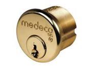 Medeco 10 5400 605 JL Bright Brass 1 3 4 Mortise Cylinder With 6 Pin Tumbler