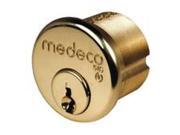 Medeco 10 5500 605 S1 Bright Brass 2 Mortise Cylinder With 6 Pin Tumbler