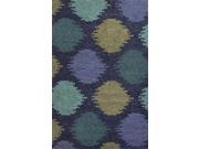 Polyester Blue Green Geometric Pattern Durable Rug 3 x 5