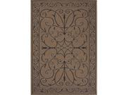 Handmade Arts And Crafts Pattern Taupe Black Polypropylene 7.11x10 Outdoor Rug