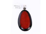 Sterling Silver .925 Pendant with Coral with Black resin