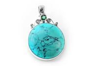 Sterling Silver .925 Pendant with Smooth Turquoise Green Quartz