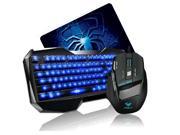 Promotion AULA Blue LED Backlight Multimedia USB Gaming Keyboard 2000 DPI Ergonomic Gaming Mouse Mouse Pad Set