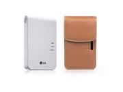 LG Pocket Photo PD241 PD241T Printer [White] Follow up model of PD239 Atout Premium Synthetic Leather Cover Case [Brown]