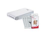 New LG Pocket Photo PD241 PD241T Printer [White] Follow up model of PD239 LG Zink Photo Paper [30 Sheets]