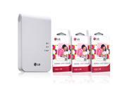 New LG Pocket Photo PD241 PD241T Printer [White] Follow up model of PD239 LG Zink Sticker Photo Paper [90 Sheets]