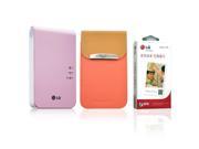 New LG Pocket Photo PD241 PD241T Printer [Pink] Follow up model of PD239 Zink Photo Paper [30 Sheets] Popo Premium Synthetic Leather Pouch Case [Coral Pin
