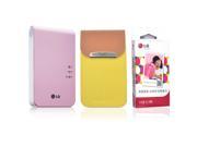 New LG Pocket Photo PD241 PD241T Printer [Pink] Follow up model of PD239 Zink Sticker Photo Paper [30 Sheets] Popo Premium Synthetic Leather Pouch Case [Y