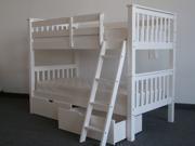 Bunk Bed Twin over Twin Mission White with Drawers