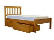 Bedz King Twin Bed Honey 2 Drawers