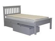 Bedz King Twin Bed Gray 2 Drawers