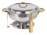 Chafer 4 Qt Round Gold Accented GIFT BOXED