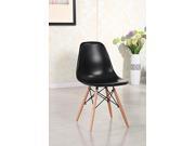 BTEXPERT Eiffel Eames Style Natural Wood Dowell Legs Dining Room Side Chair Black DSW Set of 4