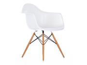 BTEXPERT Eiffel Eames Style Armchair Natural Wood Dowell Legs Dining Room Arm Chair White DAW