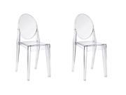 BTExpert Pair of Modern Accent Transparent Dining Ghost Chair Armless Clear See Through Set of 2