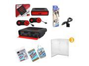 Super Retro Trio Gaming Bundle with 6 Foot Extension Cable 3 Protective Universal Game Cases Universal Cartridge Cleaning Kit Red and Black Edition