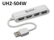 New Connectland Mini 4 Port USB 2.0 White Hub with On Off Switches UH2 S04W White