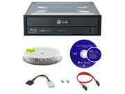 LG 16X Blu ray Burner FREE 10pk MDisc DVD 3D Playback SW Cable CD Internal Drive