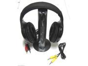 5 in 1 Hi Fi Wireless Headset Headphone Earphone for TV DVD MP3 PC Black