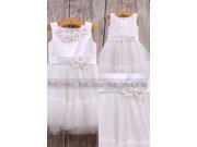 White Scoop Sleeveless A Line Cheap Wedding Girl Flower Girl Dress Cute Dress