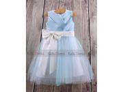 Cute Light Blue A Line Sleeveless Cheap Tulle Wedding Girl Flower Girl Dress Cute Dress Online With Sashes