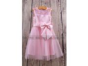Pink A Line Sleeveless Cheap Tulle Wedding Girl Flower Girl Dress Cute Dress