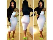 2014 Sexy Womens Ladies One Sleeve One Shoulder Black And White Bodycon Jumpsuit stunning Night Club Party