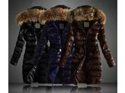 Brand New Fashion Parkas Coat Fur Hood 2014 Parka Winter down Coat Women Nantes Long Sale Jackets With Belt