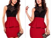 2014 New fashion lace embroidered Hollow sleeveless Backless V neck halter sexy dress