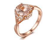 New Oval 6x8mm Morganite H SI Diamonds Solid 14K Rose Gold Engagement Wedding Ring