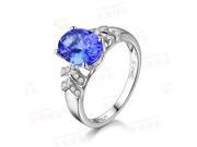 Solid 14K White Gold AAA Natural Tanzanite VS H Diamonds Engagement Wedding Ring