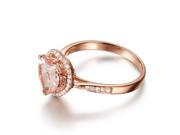 8mm Heart Shaped Cut Morganite H SI Diamonds Solid 14K Rose Gold Engagement Ring