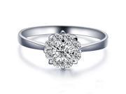 3CT DIAMETER Flower Solid 14K White Gold DIAMOND Solitaire Halo Engagement Ring