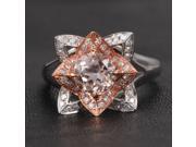 Unique Flower Morganite .45ct Diamond CLAW PRONGS 14K Two Tone Gold Wedding Ring