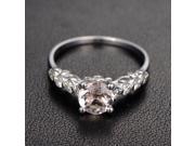 Morganite Engagement Ring with Diamond Art Deco 4 prongs Filigree 14K White Gold