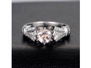 Morganite Engagement Ring with Diamonds Antique Art Deco 6 prongs 14K White Gold