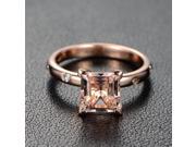 Morganite Engagement Ring with Moissanite Princess Cut 14K Rose Gold